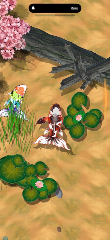 Wake — alive garden with lily pads and boid fish